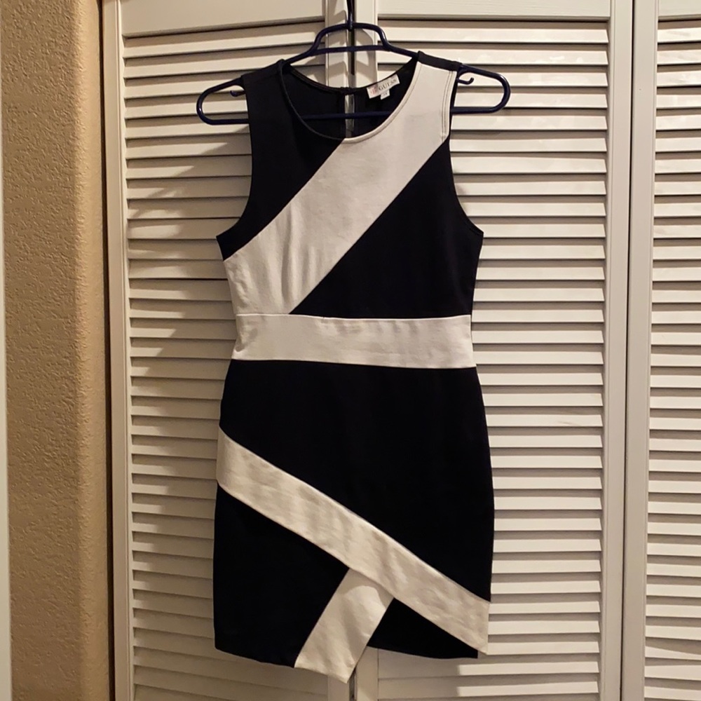 Black and White Sleeveless Sheath Dress